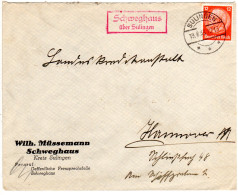 DR 1933, Roter (!) Landpost Stpl. SCHWEGHAUS über Sulingen Auf Brief M. 12 Pf.  - Cartas & Documentos