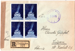 Österreich 1949, 4er-Block 1 S. Olympiade Auf Reko Zensurbrief V. Traiskirchen - Briefe U. Dokumente