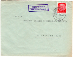 DR 1939, Landpost Stpl. SCHWINDSCHITZ über Bilin (Sudeten) Auf Brief M. 12 Pfg.  - Covers & Documents