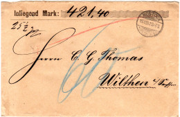 DR 1897, Unfrankiert Aufgegebener Wertbriefumschlag V. Rostock M. Porto 60 Pf. - Brieven En Documenten