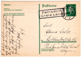 DR 1932, Landpost Stempel REINSDORF GREIZ LAND Auf 8 Pf. Ganzsache. - Cartas & Documentos