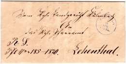 Bayern 1872, Blauer K1 KULMBACH Auf Brief N. Lehenthal. - Covers & Documents