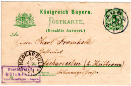 Bayern 1903, Posthilfstelle GÜLCHSHEIM Taxe Geisslingen Auf 5 Pf. Ganzsache - Briefe U. Dokumente