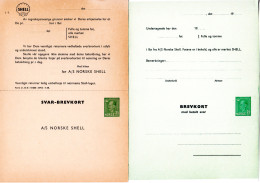 Norwegen 1958, Ungebr. 25+25 öre Doppelkarte Privat Ganzsache Norske Shell A/S - Covers & Documents