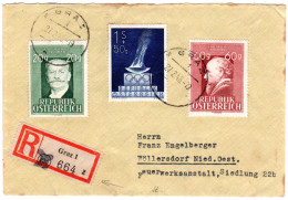 Österreich 1948, Reko-Zettel M. überstempelter PLZ Auf GRAZ Einschreiben Brief  - Brieven En Documenten
