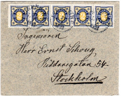 Schweden 1906, MeF 5er-Streifen 2 öre Auf Brief V. LINKÖPING - Covers & Documents