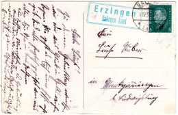 DR 1931, Landpost Stpl. ERZINGEN Balingen Land Auf Karte M. 8 Pf. - Cartas & Documentos