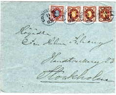 Schweden 1896, 1+3er-Streifen 3 öre Auf Brief V. UDDEVALLA - Cartas & Documentos