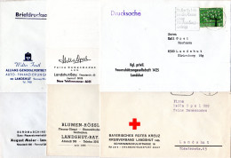 BRD, 6 Belege Landshut, Je M. Absenderzudruck, U.a. Feuerschützen, Rotes Kreuz - Verzamelingen