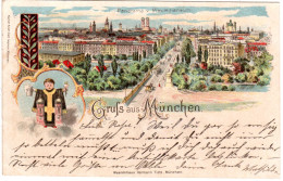 Gruss Aus München, Panorama V. Maximilianeum, 1899 Gebr. Litho-AK - Autres & Non Classés