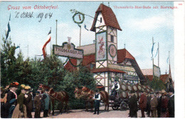 München, Gruss V. Oktoberfest 1904 M. Thomasbraü U. Bierwagen, Ungebr. Farb-AK - Autres & Non Classés