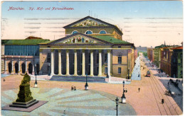 München, Residenztheater U. Maximilianstr. M. Tram Bahn, 1915 Gebr. Farb-AK - Autres & Non Classés