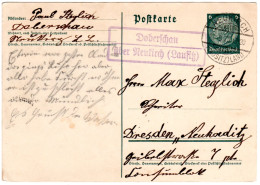 DR 1935, Landpost Stpl. DOBERSCHAU über Neukirch (Lausitz) Auf 6 Pf. Ganzsache - Cartas & Documentos