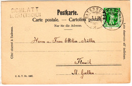 Schweiz 1909, L2 SCHLATT B. RÄTERSCHEN Auf Karte M. 5 C.  - Cartas & Documentos