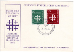 BRD 1956, Ereigniskarte Evangelischer Kirchentag M. Sondermarken U. Sonderstpl. - Lettres & Documents