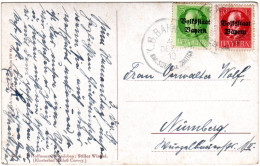 Bayern 1919, Bahnpost K1 SMLSDF IV SCHNTTCH Auf Karte M. 5+10 Pf.Volksstaat - Lettres & Documents