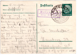 DR 1936, Landpoststempel ROSENTHAL über Rinteln Auf 6 Pf. Ganzsache - Cartas & Documentos