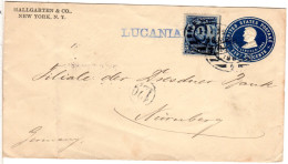 USA 1904, 5 C. Auf 5 C. Late Fee Ganzsache V. NY M. Schiffstpl. LUCANIA N Bayern - Autres & Non Classés