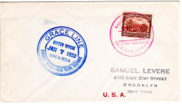 Kolumbien 1933, Grace Line Santa Rosa Maiden Voyage Schiffspost Brief M. 5 C. - Kolumbien