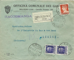 Italien 1931, Kommunaler Vordruck Reko Brief M. 3 Marken V. Bologna I.d. Schweiz - Ohne Zuordnung