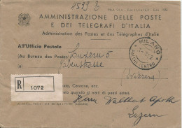 Italien 1952, Portofreier Postsache Brief, Einschreiben V. Milano I.d. Schweiz - Ohne Zuordnung