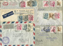 Spanien 1948/51, 6 Airmail Cover To USA. Commercial Letters. - Autres & Non Classés