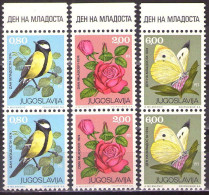 Yugoslavia 1974 - Youth Day, Bird, Rose, Butterfly - Mi 1559-1561 - MNH**VF - Neufs