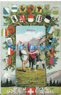 229775 SWITZERLAND COSTUMES PEOPLE AND MULTI HERALDRY POSTAL POSTCARD - Autres & Non Classés