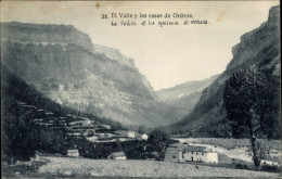 CPA Huesca Aragón, Das Tal Und Die Häuser Von Ordesa - Autres & Non Classés
