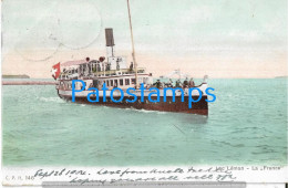 229777 SWITZERLAND LAC LEMAN SHIP LA FRANCE CIRCULATED TO UK POSTAL POSTCARD - Other & Unclassified