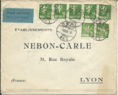 NORVEGE LETTRE PAR AVION 70 Ore OSLO  POUR LYON ( RHONE ) DE 1930 LETTRE COVER - Briefe U. Dokumente