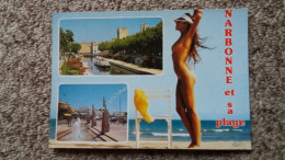 CPM NARBONNE ET SA PLAGE PIN UP FEMME NUE MULTI VUES ED SL 1994 - Pin-Ups