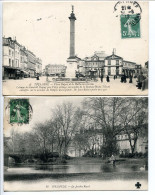LOT 2 CPA Voyagé 1915 * TOULOUSE Place Dupuy Et La Halle Aux Grains Colonne Du Général & Le Jardin Royal - Toulouse