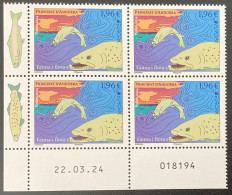 2024 Andorre Andorra Europa Faune Flore Sous Marine Fauna Flora Underwater Fishes Poisson Coin Daté Bloc 4 Dated Corner - Nuovi