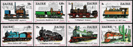 ZAIRE 1980 Mi 622-629 LOCOMOTIVES MINT STAMPS ** - Unused Stamps