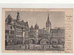 39089031 - Frankfurt, Federzeichnung. Rathaus Auf Dem Paulsplatz Gelaufen, 1904. Leicht Fleckig, Sonst Gut Erhalten - Frankfurt A. Main
