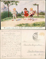 Wir Wandern Lustig Welt  , Wo's Uns Gefällt! Kinder Künstlerkarte 1928 - Portraits