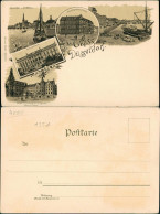 Litho AK Düsseldorf Litho AK: Rheinufer, Justizgebäude,Hafen 1905  - Duesseldorf