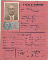 Judaïca Timbre Fiscal Sur CNI De Monsieur Israël L ... Né Alep Syrie Année 1945 - Covers & Documents