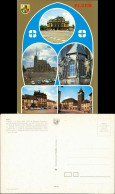 Postcard Pilsen Plzeň Goldhintergrund, Markt, Kirche, Autos 1974 - Tchéquie