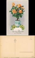 Ansichtskarte  Glückwunsch - Namenstag, Blumen Vase Mit Rosen 1925 - Altri & Non Classificati