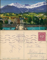 Innsbruck Panorama-Ansicht Mit Frau Hittgebirge, Alpen Bergkette 1918 - Innsbruck