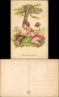 Auprès   Ma Blonde/Künstlerkarte Kinder Mädchen Junge Schlafend Unter Baum 1950 - Portraits