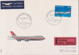 1972 Schweiz, Luftpost-Eilsendung, ET Brief, Swissair Jumbo Jet, Zum:CH F47, Mi:CH 968 - First Flight Covers