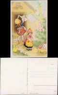 Kinder Künstlerkarte Mit Spielzeug, Enten-Küken, Wäschetag 1950 - Portretten