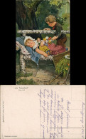 Ansichtskarte  Künstlerkarte "Im Traumland" Schlafendes Kind Mit Puppe 1918 - Portraits