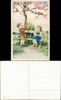 Ansichtskarte  Kinder Künstlerkarte Junge Mit Flöte, Mädchen Singt 1950 - Portraits