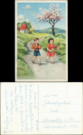 Musizierende Kinder, Flöte, Gitarre, Junge & Mädchen Vor Landschaft 1959 - Portretten