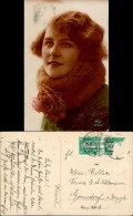 Fotokunst Fotomontage Frau Mit Rose, Frauen Porträt Postkarte 1928 - Personnages