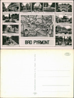 Bad Pyrmont Umlandansicht Mehrbild-Postkarte Landkarte Region Um Detmold 1960 - Bad Pyrmont